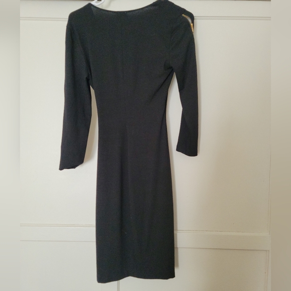 Cache Black Cocktail Dress with Gold Zippered Sleeves. NWT. Size Small. - Picture 2 of 7